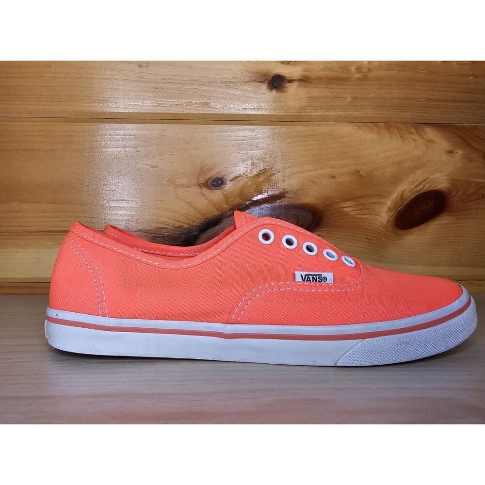 Vans Unisex Neon Orange No laces Mens 5.5 Woman 7 Shoes Sneakers - Picture 9 of 12